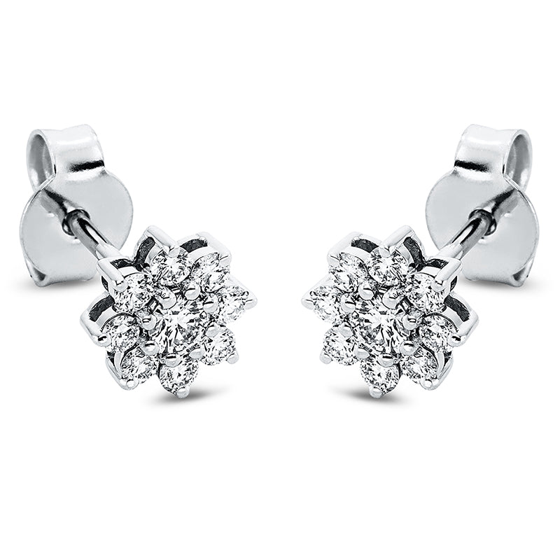 Ohrstecker 18 kt WG, 2 Brill. 0,16 ct, TW-si, 16 Brill. 0,34 ct, TW-si