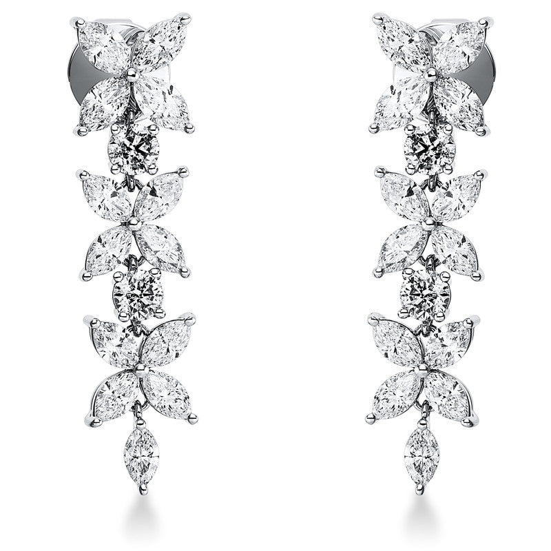 Ohrschmuck 18 kt WG. 26 Navette 3.96 ct. TW-si. 4 Brillanten 0.96 ct. TW-si