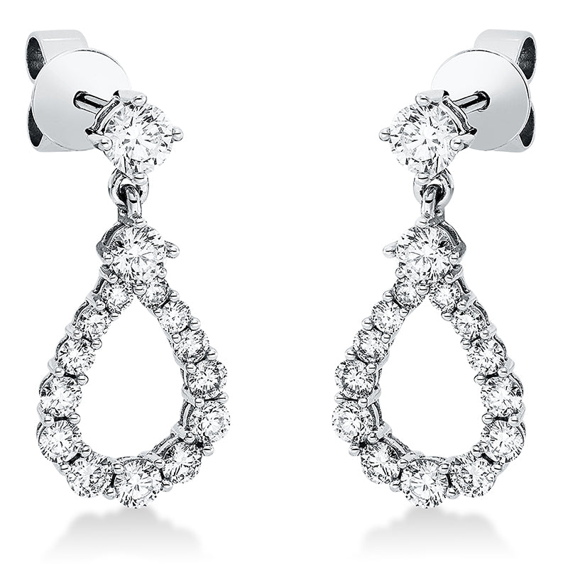 Ohrschmuck 18 kt WG. 2 Brillanten 0.15 ct. TW-vsi. 2 Brillanten 0.31 ct. TW-vsi. 26 Brillanten 0.73 ct. TW-vsi