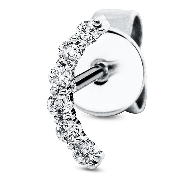 Ohrstecker 18 kt WG, Einzelstück, 6 Brill. 0,05 ct, TW-pi