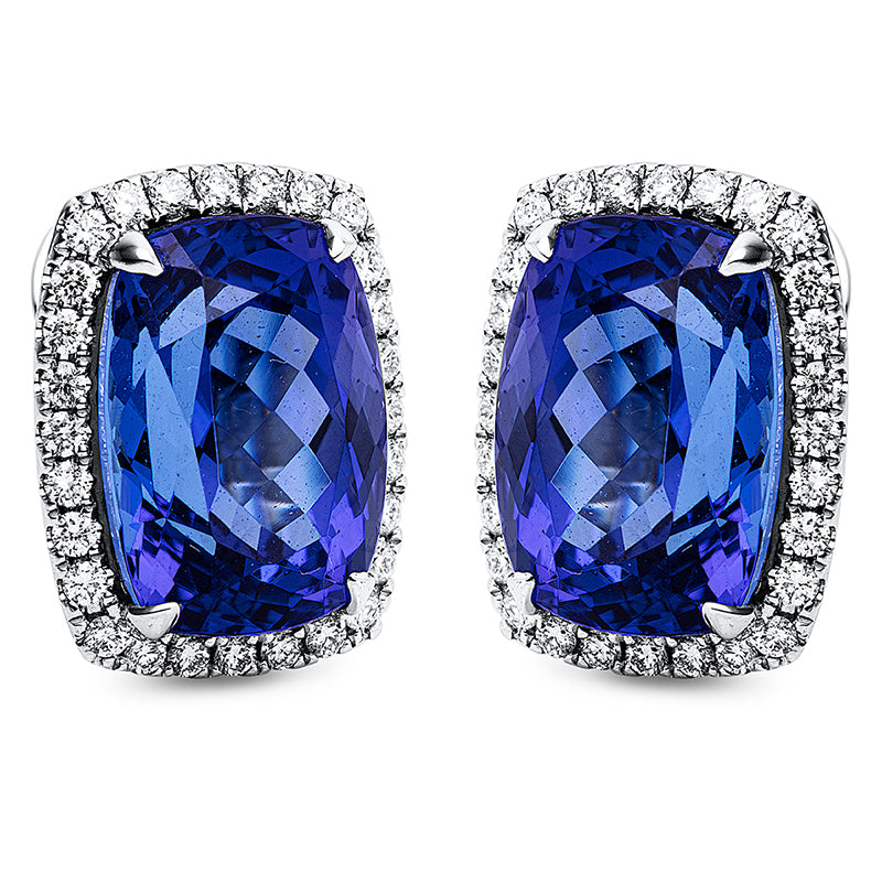 Creolen 18 kt WG. 56 Brillanten 0.68 ct. TW-si. 2 Tansanit 12.32 ct blau