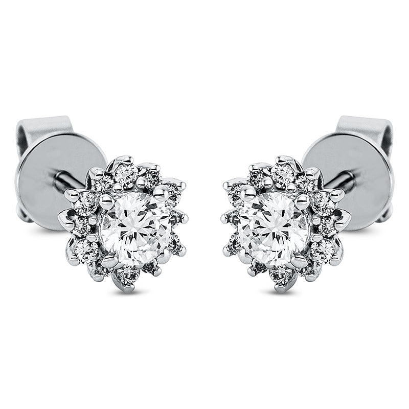 Ohrstecker 18 kt WG, 12 Brill. 0,09 ct, TW-si, 2 Brill. 0,37 ct, TW-si, 12 Brill. 0,04 ct, TW-si