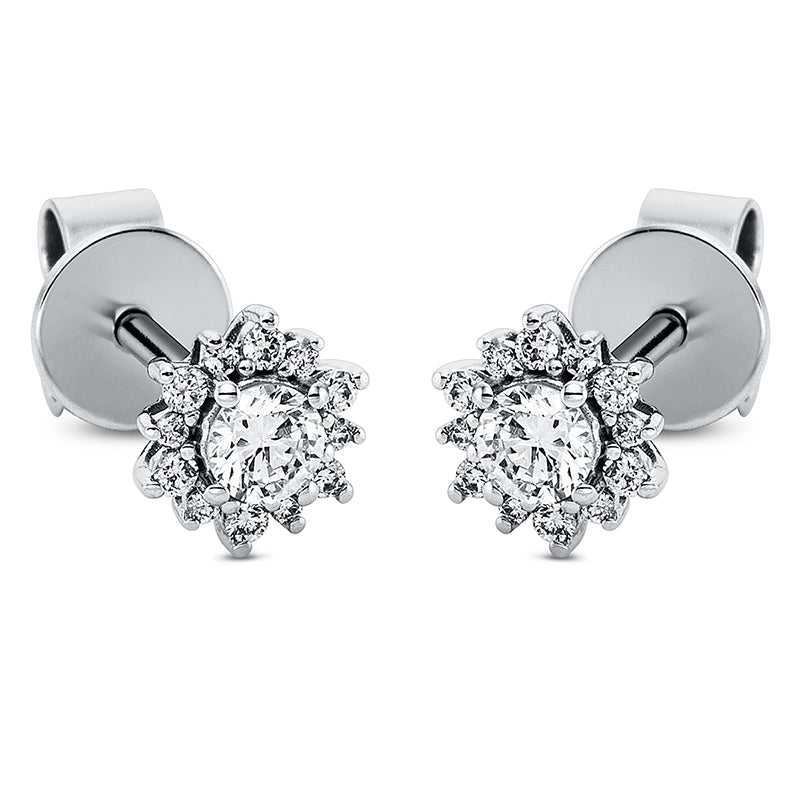 Ohrstecker 18 kt WG, 2 rund 0,18 ct, TW-si, 24 Brill. 0,09 ct, TW-si