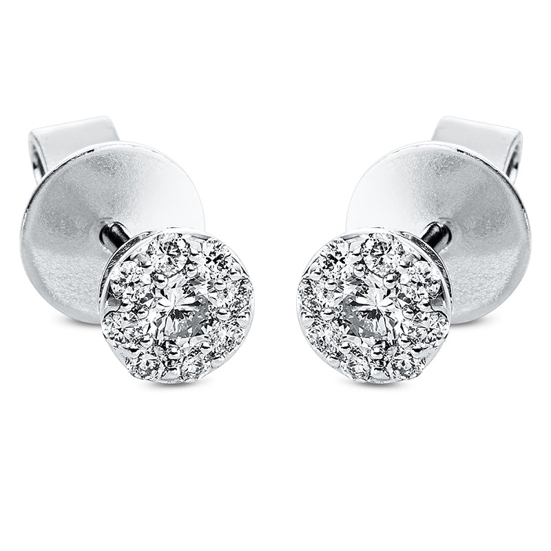 Ohrstecker 18 kt WG, 2 Brill. 0,16 ct, TW-si, 16 Brill. 0,12 ct, TW-si