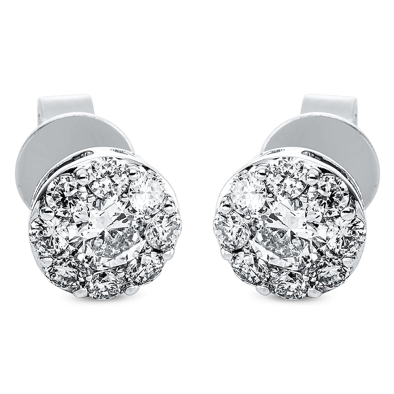 Ohrstecker 18 kt WG, 2 Brill. 0,40 ct, TW-si, 16 Brill. 0,40 ct, TW-si