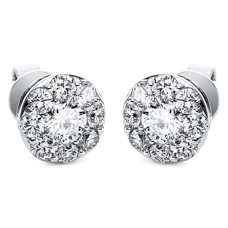 Ohrstecker 18 kt WG, 2 Brill. 0,66 ct, TW-si, 16 Brill. 0,84 ct, TW-si