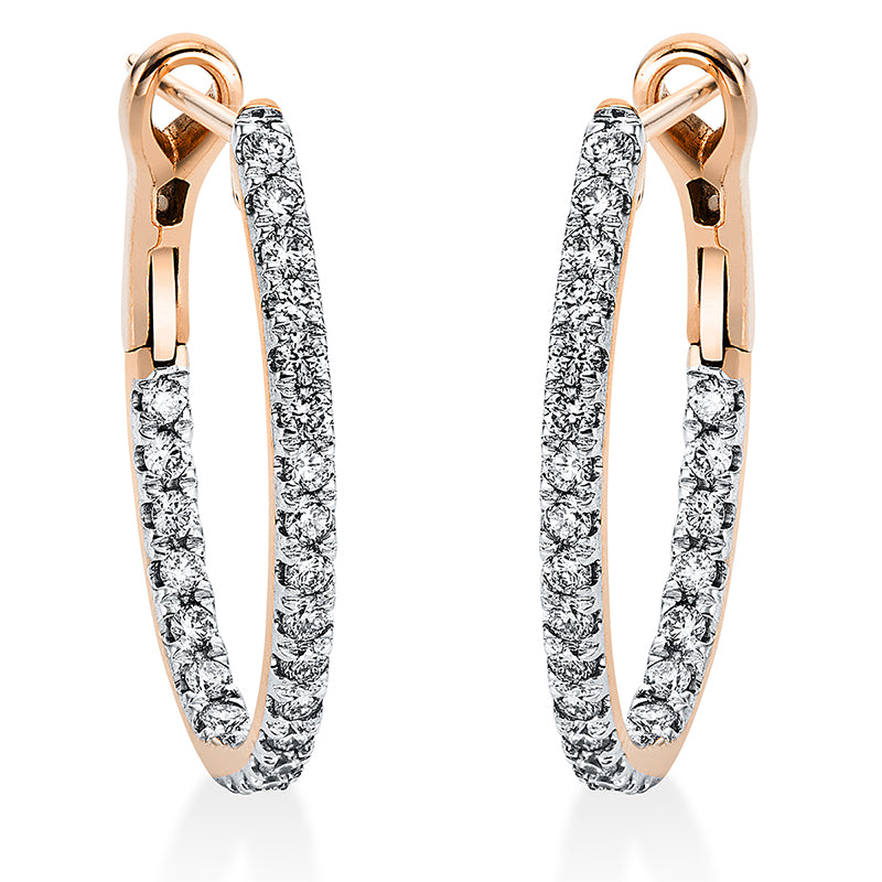Creolen 18 kt RG, 46 Brill. 0,75 ct, TW-si