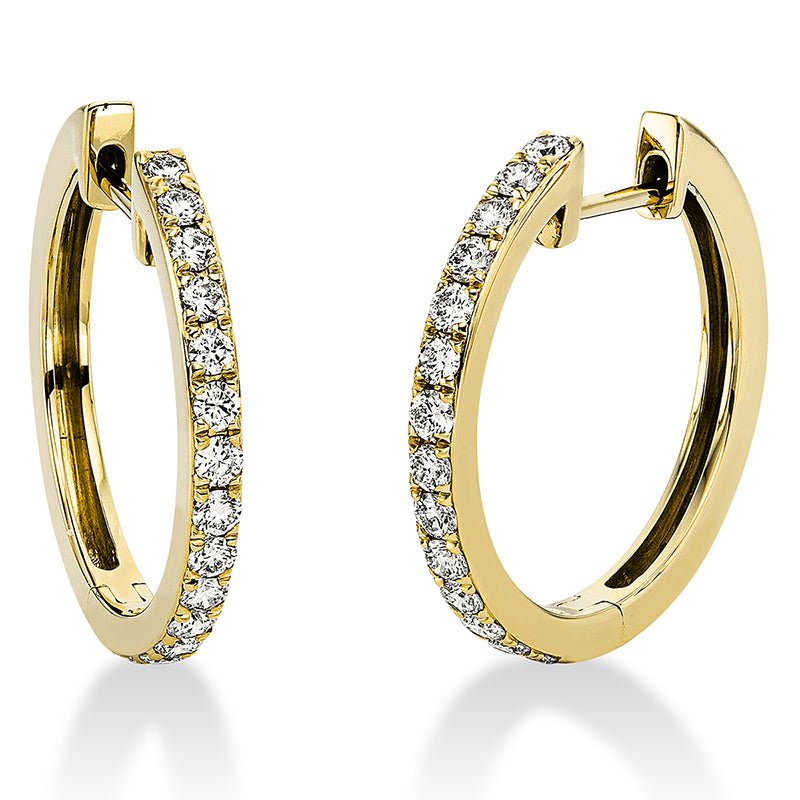 Creolen 18 kt GG, 28 Brill. 0,65 ct, TW-si