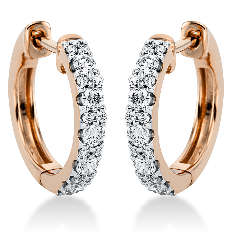 Creolen 18 kt RG, 10 rund 0,39 ct, TW-si, 24 Brill. 0,11 ct, TW-si