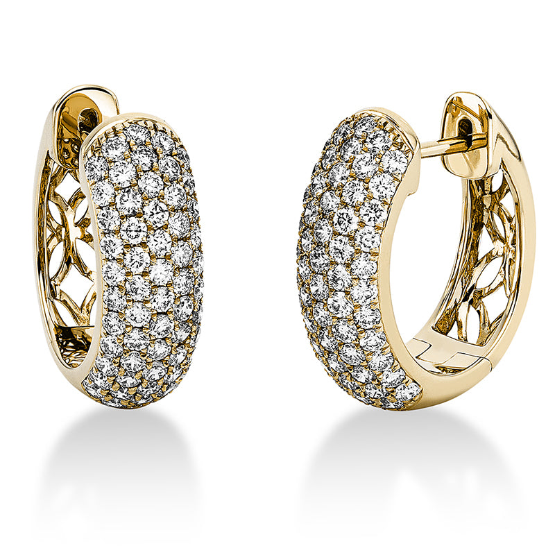 Creolen 18 kt GG, 118 Brill. 1,30 ct, TW-si