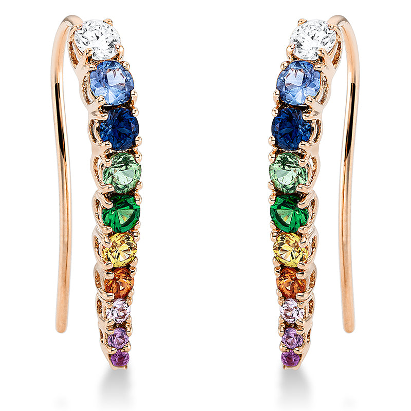 Ohrschmuck 18 kt RG, 2 Brill. 0,25 ct, TW-vsi/si, 18 Saphire 1,35 ct fancy