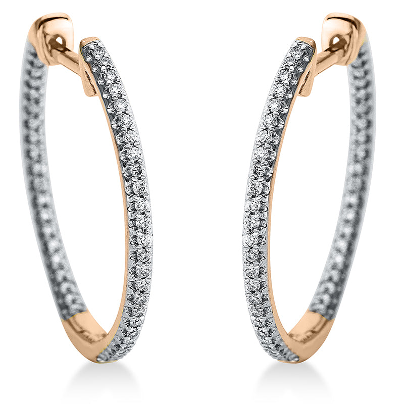 Creolen 18 kt RG, 90 Brill. 0,25 ct, TW-si