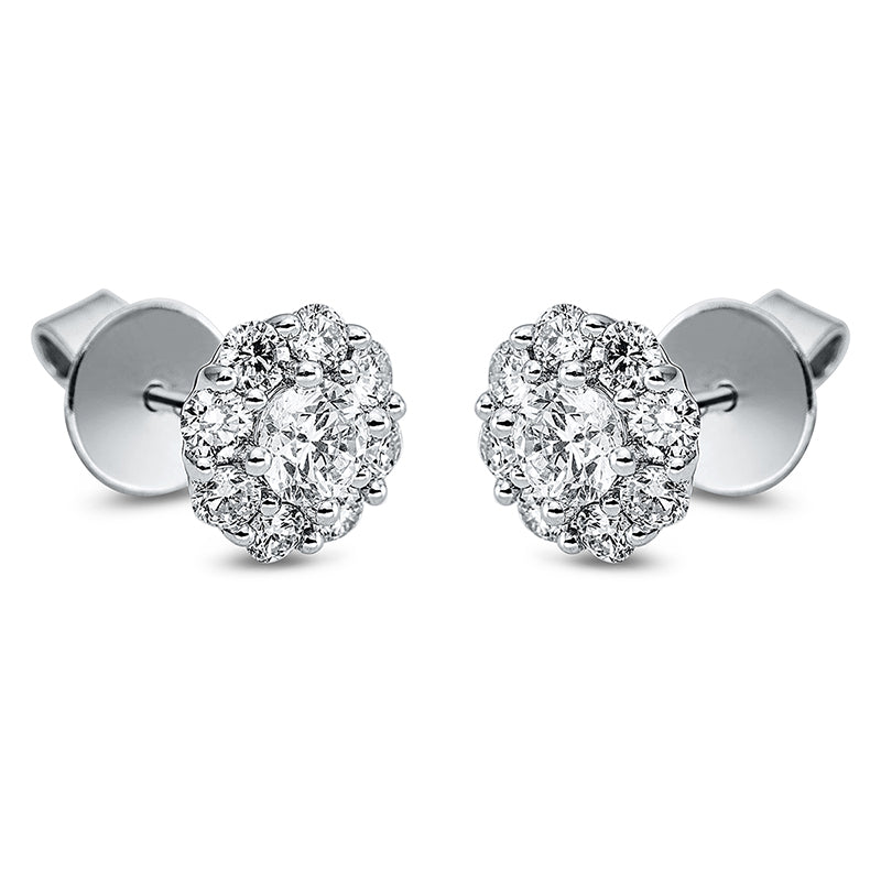 Ohrstecker 18 kt WG, 16 Brill. 0,45 ct, TW-si, 2 Brill. 0,30 ct, TW-si