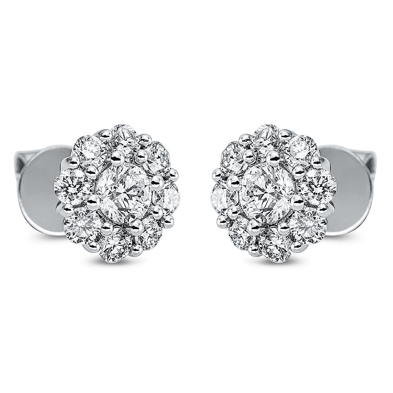 Ohrstecker 18 kt WG, 16 Brill. 0,60 ct, TW-si, 2 Brill. 0,40 ct, TW-si