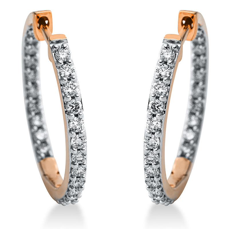 Creolen 18 kt RG, 46 Brill. 0,75 ct, TW-si