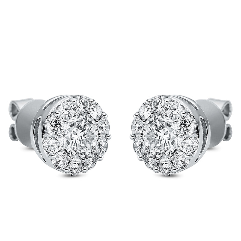 Ohrstecker 18 kt WG, 20 Brill. 0,60 ct, TW-si, 2 Brill. 1,00 ct, TW-si