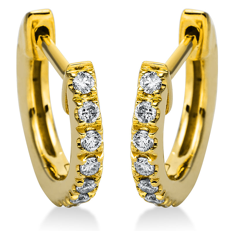 Creolen 18 kt GG, 14 Brill. 0,13 ct, TW-si