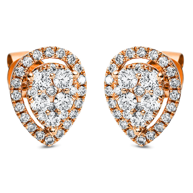 Ohrschmuck 18 kt RG, 54 Brill. 0,34 ct, TW-si, 10 Brill. 0,43 ct, TW-si