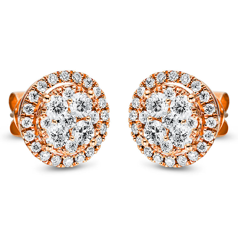Ohrschmuck 18 kt RG, 50 Brill. 0,32 ct, TW-si3, 8 Brill. 0,46 ct, TW-si3