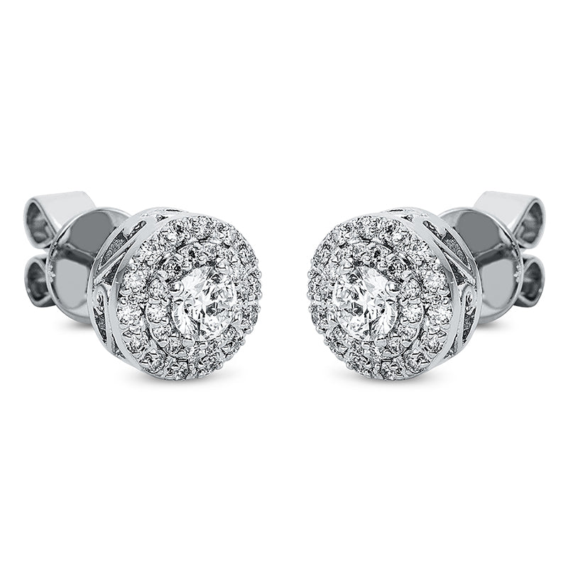 Ohrstecker 18 kt WG, 2 Brill. 0,29 ct, TW-vsi, 56 Brill. 0,18 ct, TW-vsi