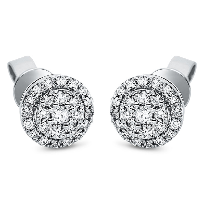 Ohrstecker 18 kt WG, 8 Brill. 0,09 ct, TW-si, 2 Princ. 0,07 ct, TW-vsi, 40 Brill. 0,21 ct, TW-si