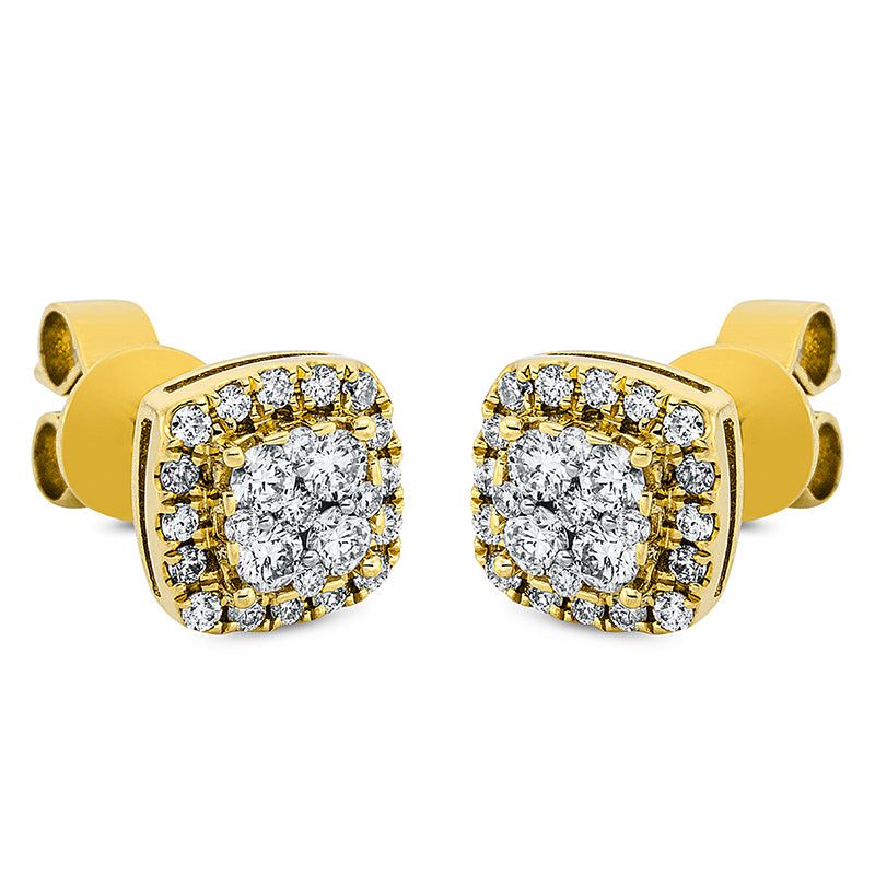 Ohrstecker 18 kt GG, 10 Brill. 0,25 ct, TW-si, 40 Brill. 0,21 ct, TW-si