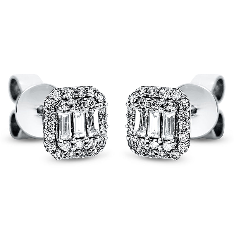Ohrstecker 18 kt WG. 6 Baguette 0.11 ct. TW-vsi. 48 Brillanten 0.14 ct. TW-si