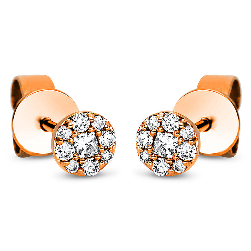 Ohrstecker 18 kt RG, 8 Brill. 0,07 ct, TW-si, 2 Princ. 0,06 ct, TW-si, 8 Brill. 0,03 ct, TW-si