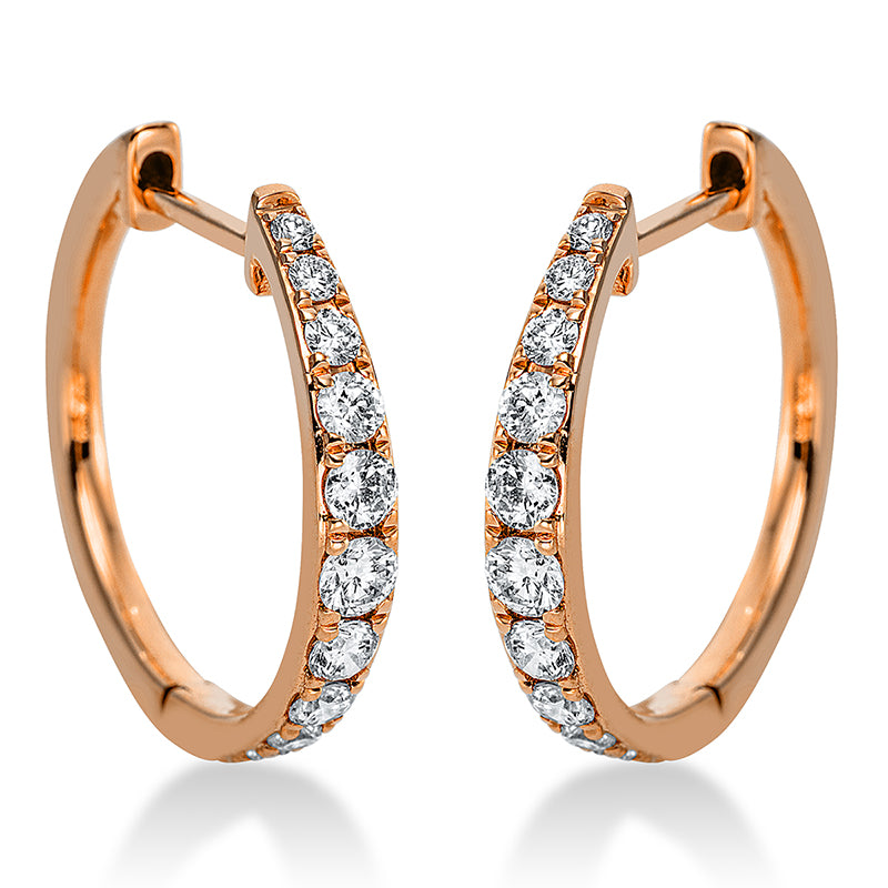 Creolen 18 kt RG, 18 Brill. 0,45 ct, TW-si, 4 Brill. 0,03 ct, TW-si