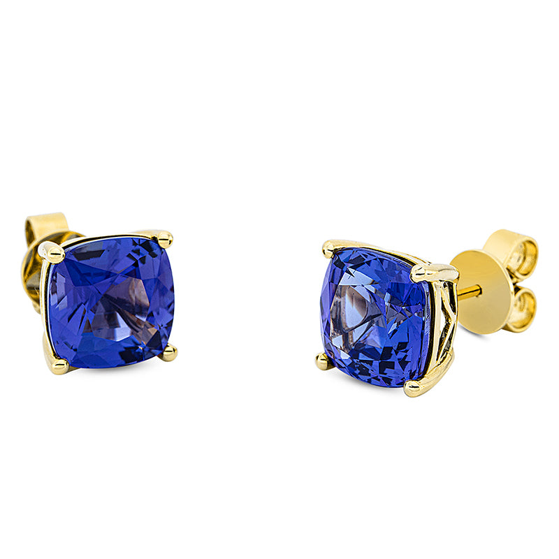 Ohrstecker 18 kt GG, 2 Tansanit 6,58 ct blau