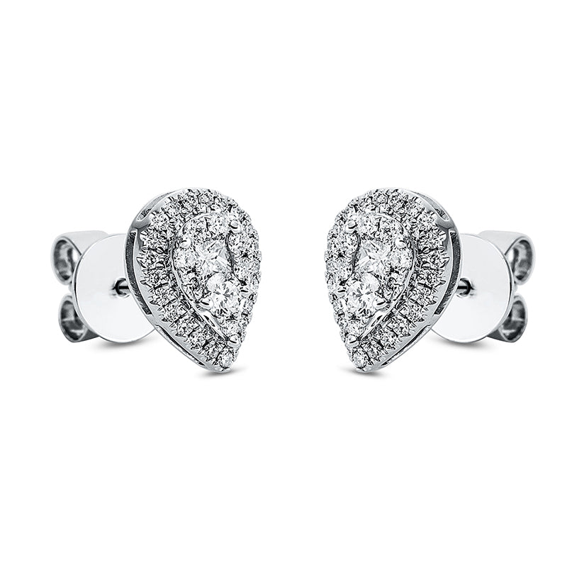 Ohrstecker 18 kt WG Tropfen. 2 Princ. 0.11 ct. TW-si. 60 Brillanten 0.30 ct. TW-si