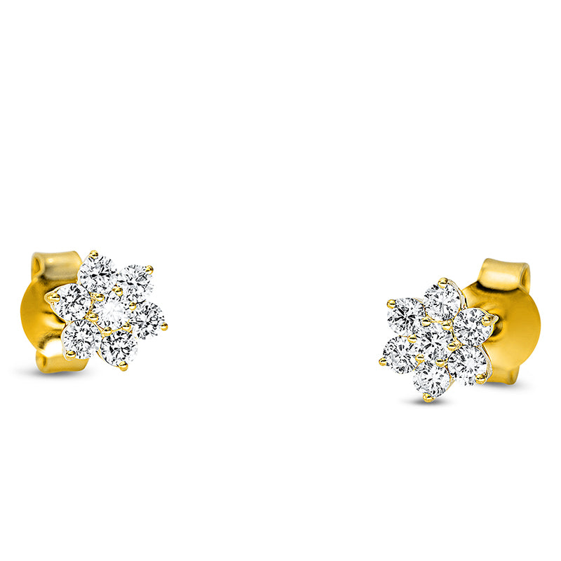 Ohrstecker 18 kt GG, 2 Brill. 0,07 ct, TW-si, 12 Brill. 0,36 ct, TW-si