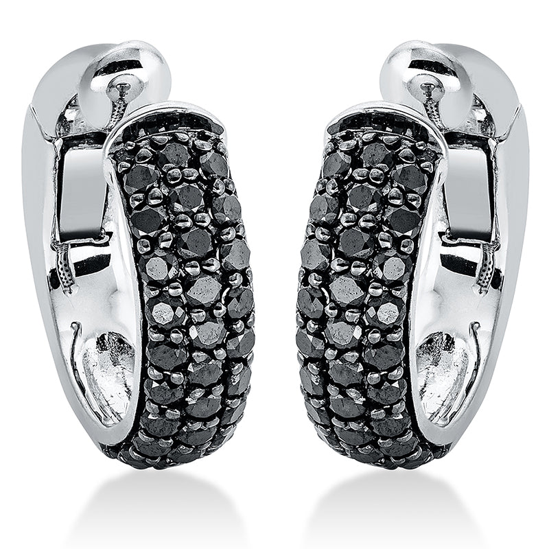 Ohrschmuck 18 kt WG, Ohrmanschette Fassung schwarz, 31 Brill. 0,32 ct, schwarz