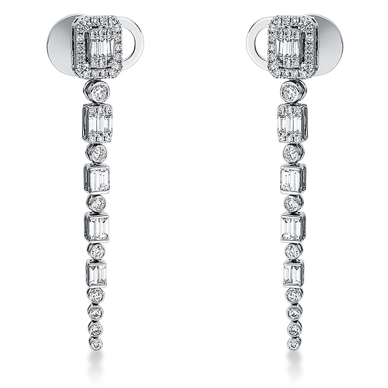 Ohrschmuck 18 kt WG, 24 Brill. 0,66 ct, TW-vsi, 76 Brill. 0,61 ct, TW-si