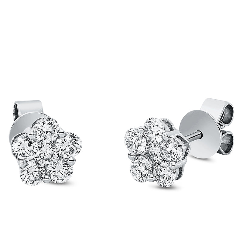 Ohrstecker 18 kt WG, 12 Brill. 1,09 ct, TW-si