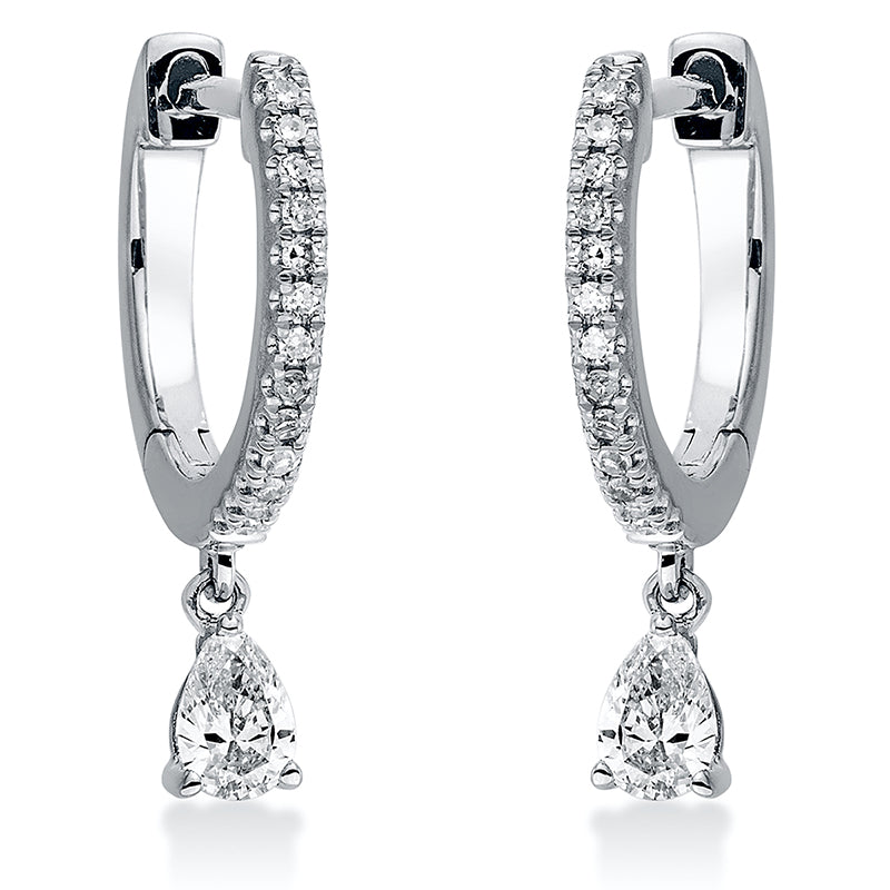 Creolen 18 kt WG. 2 Tropfen 0.22 ct. TW-si. 26 Brillanten 0.06 ct. TW-si