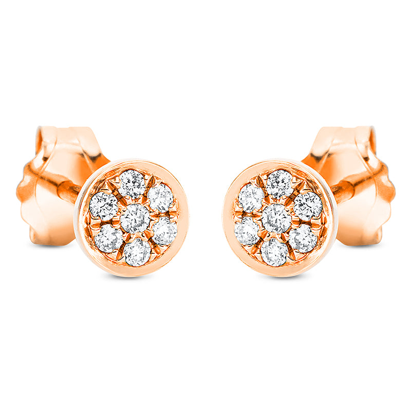 Ohrstecker 18 kt RG, 14 Brill. 0,09 ct, W-si
