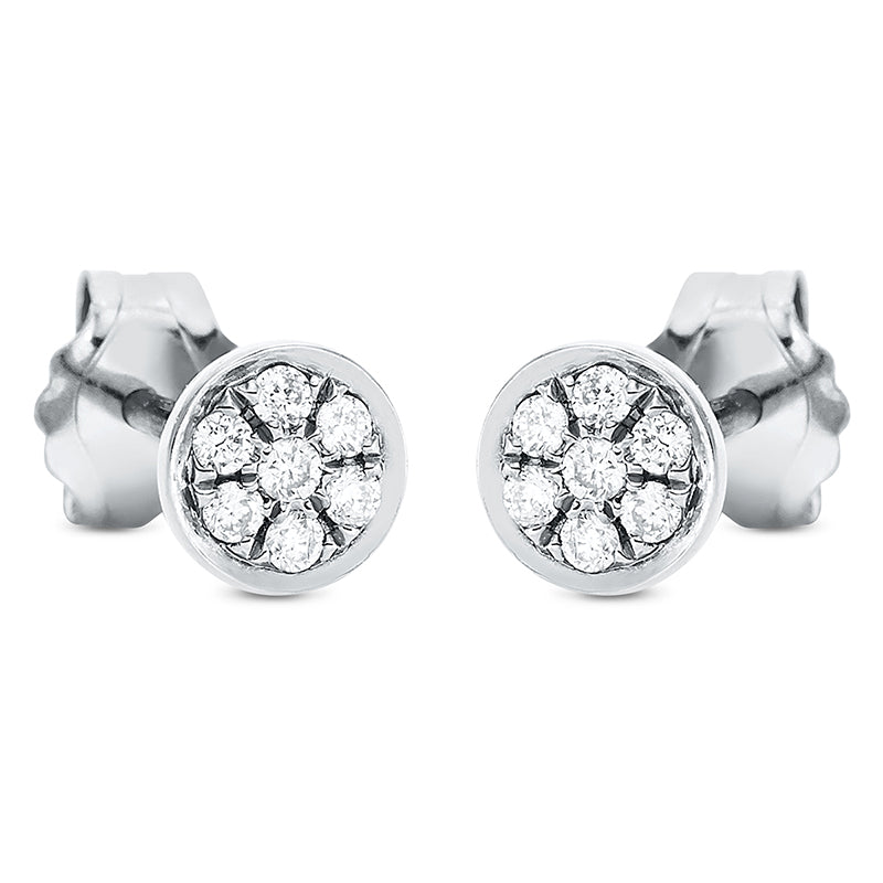 Ohrstecker 18 kt WG, 14 Brill. 0,09 ct, W-si