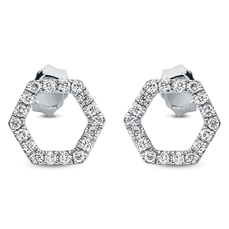 Ohrstecker 18 kt WG. 36 Brillanten 0.21 ct. W-si. H:7.9 mm. B:8.8 mm. S:1.3 mm