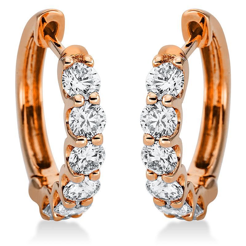 Creolen 18 kt RG, 12 Brill. 0,97 ct, W-si