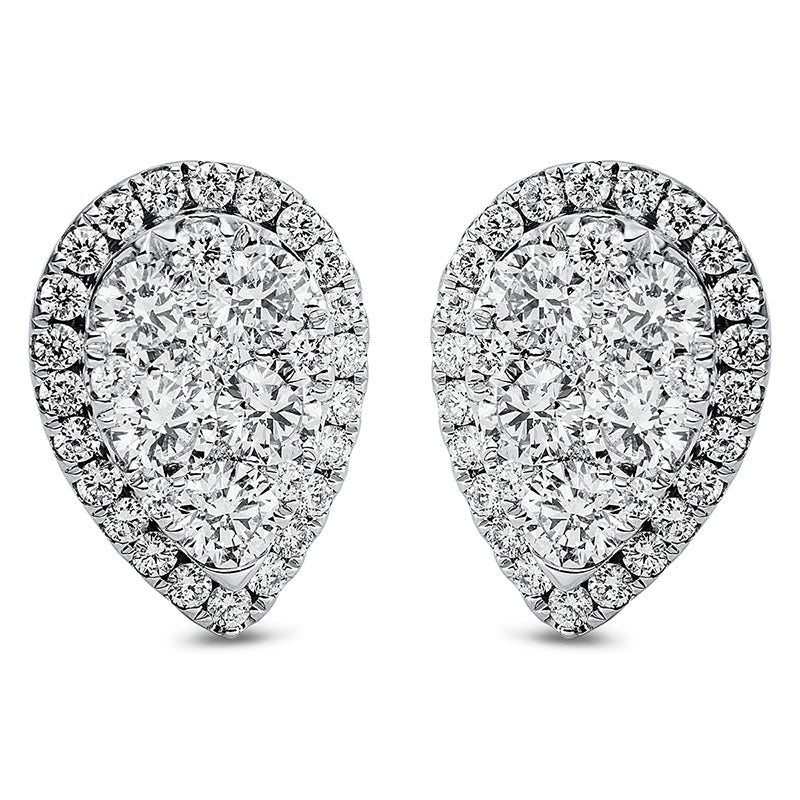 Ohrstecker 18 kt WG Tropfen. 4 Brillanten 0.15 ct. TW-si. 2 Brillanten 0.01 ct. TW-si. 10 Brillanten 1.72 ct. TW-si. 54 Brillanten 0.76 ct. TW-si