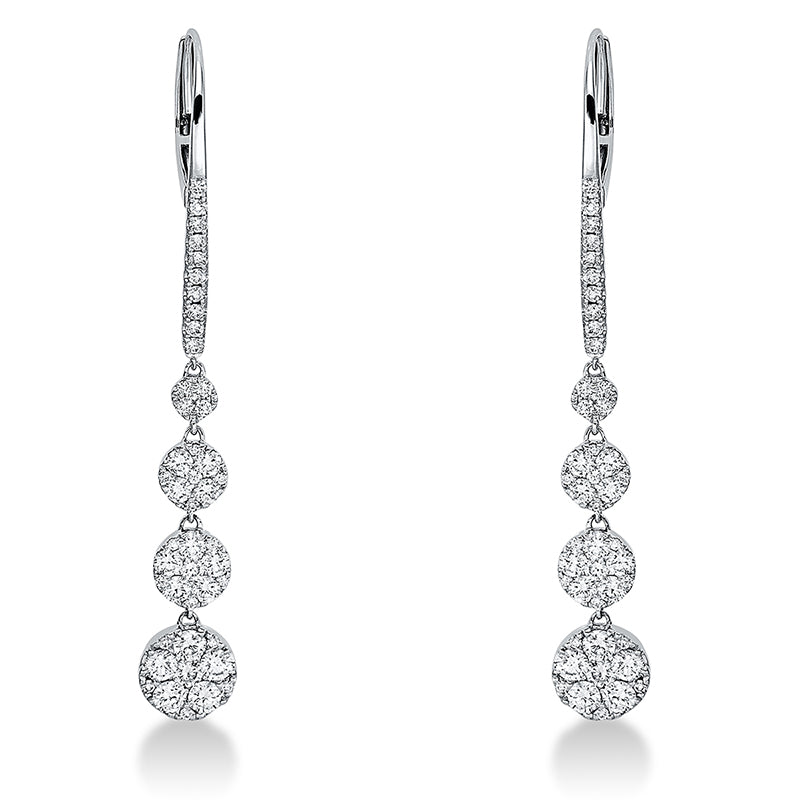 Ohrschmuck 18 kt WG, 26 Brill. 0,27 ct, TW-si, 22 Brill. 0,88 ct, TW-si, 10 Brill. 0,66 ct, TW-si, 34 Brill. 0,15 ct, TW-si