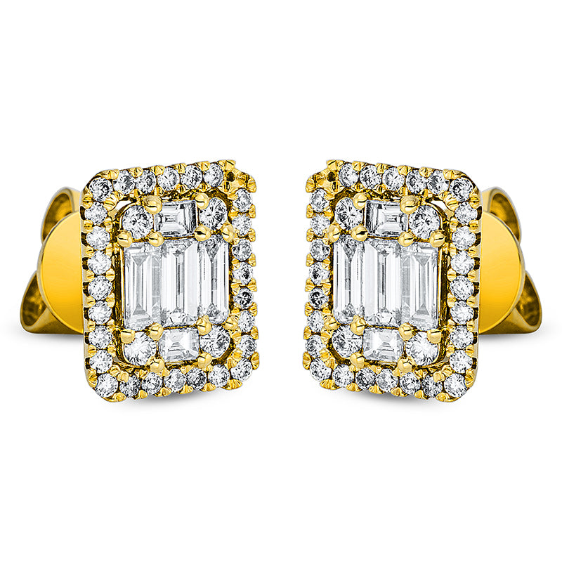 Ohrstecker 18 kt GG. 56 Brillanten 0.28 ct. W-si. 8 Brillanten 0.12 ct. W-si. 10 Baguette 0.66 ct. W-si
