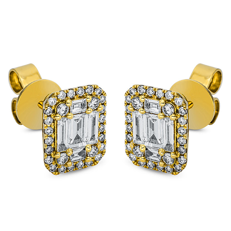 Ohrstecker 18 kt GG. 48 Brillanten 0.21 ct. W-si. 8 Brillanten 0.10 ct. W-si. 10 Baguette 0.51 ct. W-si