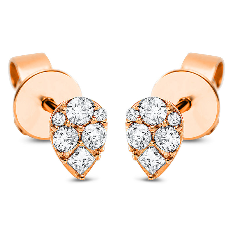 Ohrstecker 18 kt RG, 6 Brill. 0,14 ct, TW-si, 2 Princ. 0,05 ct, TW-si, 4 Brill. 0,01 ct, TW-si