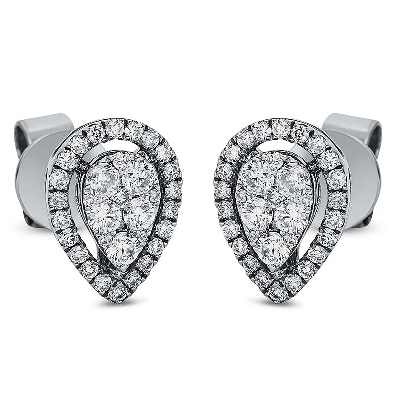 Ohrstecker 18 kt WG Tropfen. 2 Brillanten 0.02 ct. TW-si. 10 Brillanten 0.30 ct. TW-si. 56 Brillanten 0.25 ct. TW-si