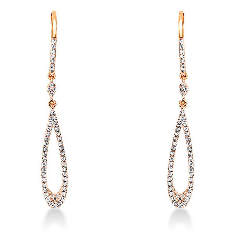 Ohrschmuck 14 kt RG, 102 Brill. 0,40 ct, TW-si