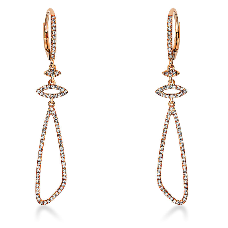 Ohrschmuck 18 kt RG. 172 Diamanten 0.36 ct. W-si. H:47.2 mm. B:7.6 mm. S:1.0 mm