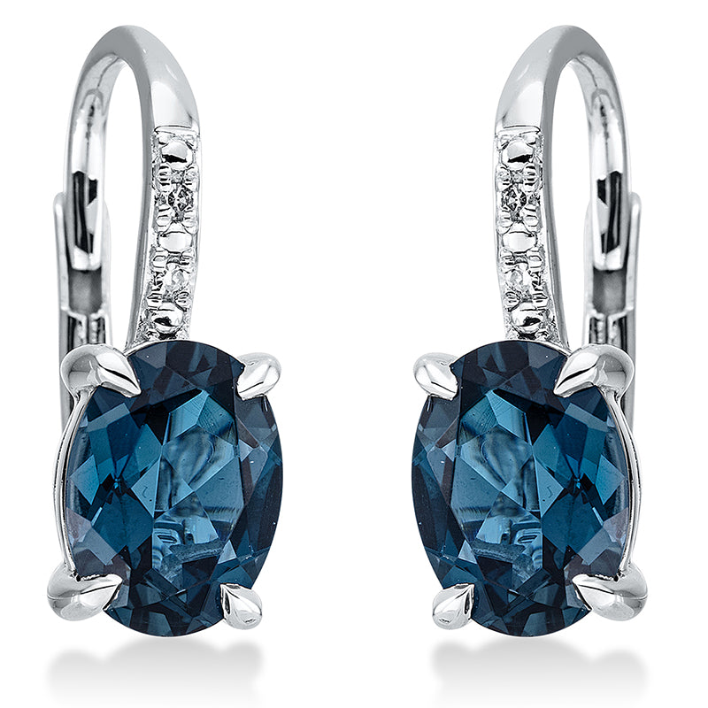 Ohrschmuck 14 kt WG, 4 Dia. 0,01 ct, TW-si, 2 Topase 2,89 ct Lond. blue