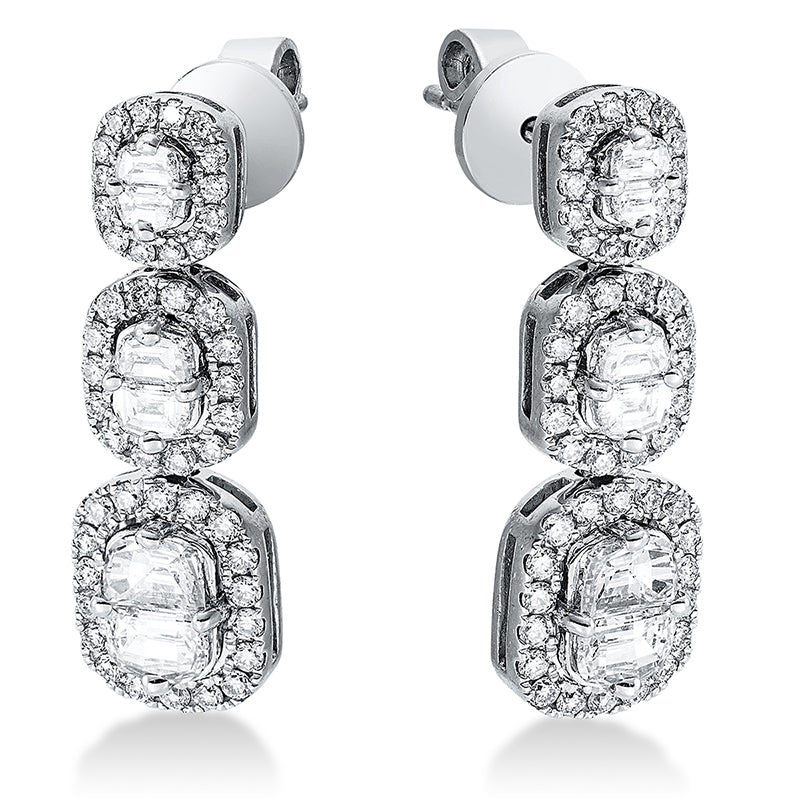 Ohrschmuck 18 kt WG, 12 Halbmond 1,26 ct, TW-vsi/si, 92 Brill. 0,55 ct, TW-vsi/si